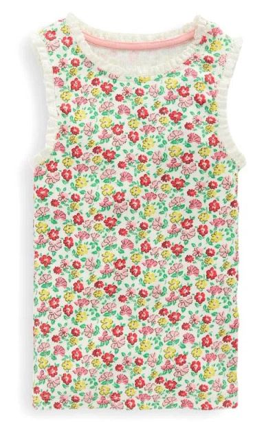 Mini Boden Kids' Floral Lace Edge Cotton Tank