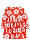 Mini Boden Kids' Floral Long Sleeve Cotton Dress In Red