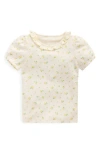 Mini Boden Kids' Floral Pointelle Cotton T-shirt In Rosebud Floral