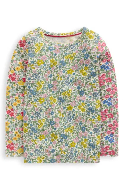 Mini Boden Kids' Floral Pointelle Long Sleeve T-shirt In Multi