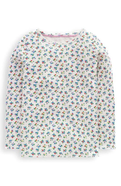 Mini Boden Kids' Floral Pointelle T-shirt In White