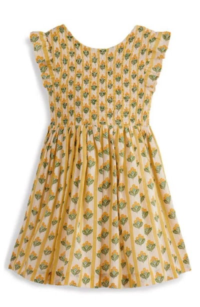 Mini Boden Kids' Floral Print Back Bow Dress In Multi