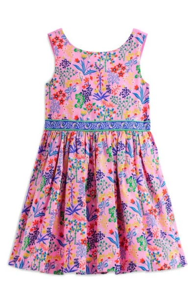 Mini Boden Kids' Floral Print Cotton Dress In Pink