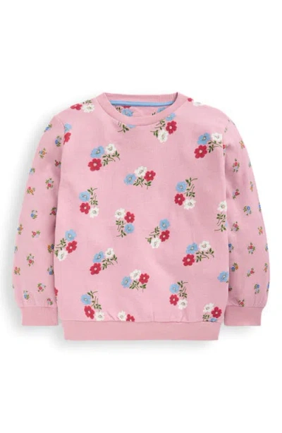 Mini Boden Kids' Floral Print Cotton Sweatshirt In Pink