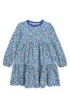 Mini Boden Kids' Floral Print Long Sleeve Cotton Sweatshirt Dress In Blue