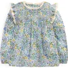 Mini Boden Kids' Floral Smocked Cotton Jersey Top In Vanilla White Chick Floral