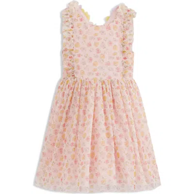 Mini Boden Kids' Flutter Sleeve Crisscross Strap Dress In Pink