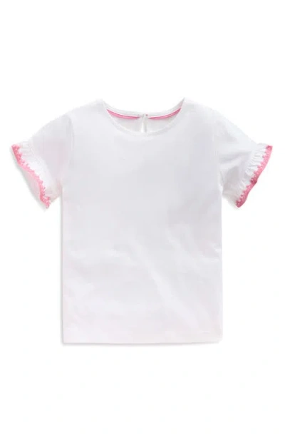 Mini Boden Kids' Flutter Sleeve Top In White