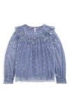 Mini Boden Kids' Foil Star Tulle Top In Blue