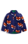 Mini Boden Kids' Fox Print Textured Fleece Jacket In Blue
