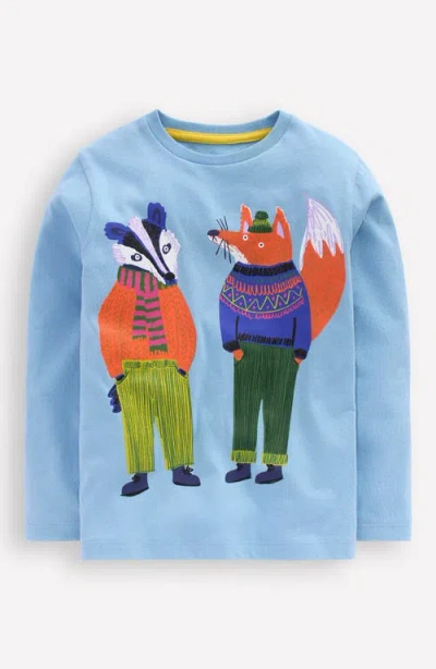 Mini Boden Kids' Friends Long Sleeve Cotton Graphic T-shirt In Blue
