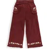Mini Boden Kids' Frill Corduroy Pants In Burgundy