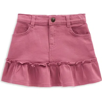 Mini Boden Kids' Frill Hem Denim Skirt In Pink