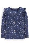 Mini Boden Kids' Frill Sleeve Pointelle Top In Blue