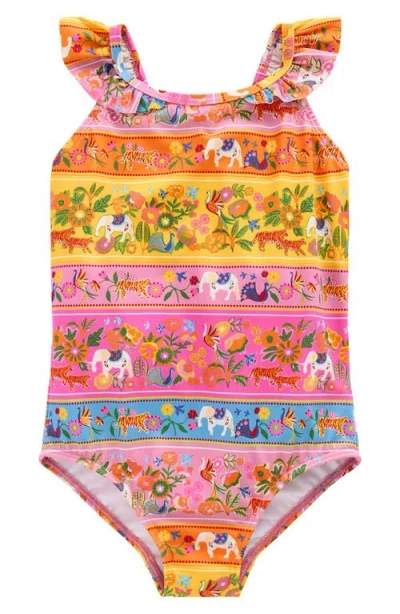 Mini Boden Kids' Frill Strap One-piece Swimsuit In Multi