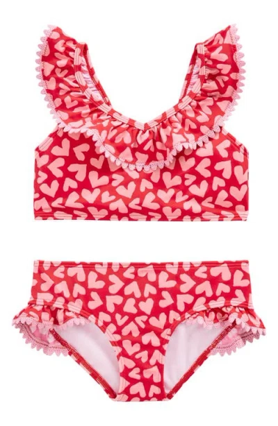 Mini Boden Kids' Frill Two-piece Swimsuit In Red