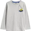 Mini Boden Kids' Front & Back Graphic T-shirt In Gray