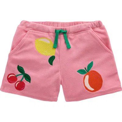 Mini Boden Kids' Fruit Embroidered Terry Cloth Shorts In Chalk Pink Applique Fruit