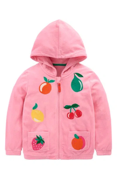 Mini Boden Kids' Fruit Embroidered Terry Cloth Zip-up Hoodie In Chalk Pink Fruit