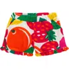 Mini Boden Kids' Fruit Print Tiered Terry Cloth Shorts In Red Multi Giant Fruit