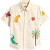 Mini Boden Kids' Fun Embroidered Cotton Button-down Shirt