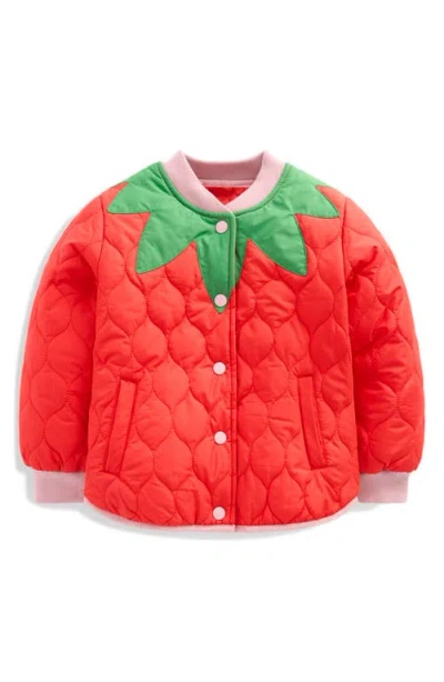 Mini Boden Kids' Fun Quilted Bomber Jacket In Red