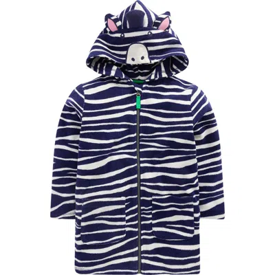 Mini Boden Kids' Fun Towelling Zip-up Cover-up In Blue