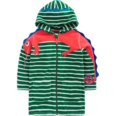 Mini Boden Kids' Fun Towelling Zip-up Cover-up In Green