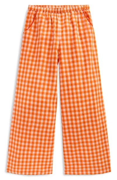 Mini Boden Kids' Gingham Cotton Pants In Orange