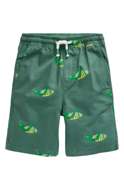 Mini Boden Kids' Grasshopper Print Cotton Shorts In Pea Green Grasshopper