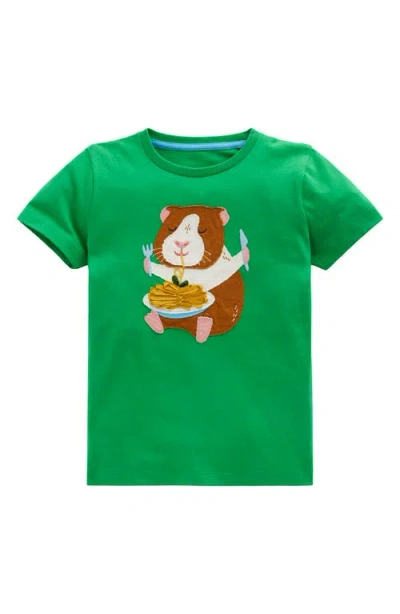 Mini Boden Kids' Guinea Pig Appliqué Cotton Graphic T-shirt In Green Guinea-pig