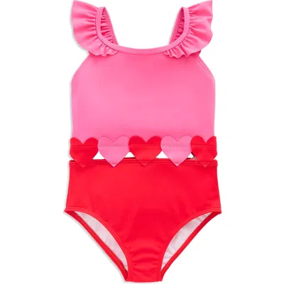 Mini Boden Kids' Hallie Frill Strap One-piece Swimsuit In Red