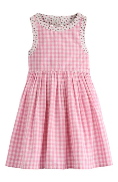 Mini Boden Kids' Harlow Gingham Strappy Cotton Sundress In Pink