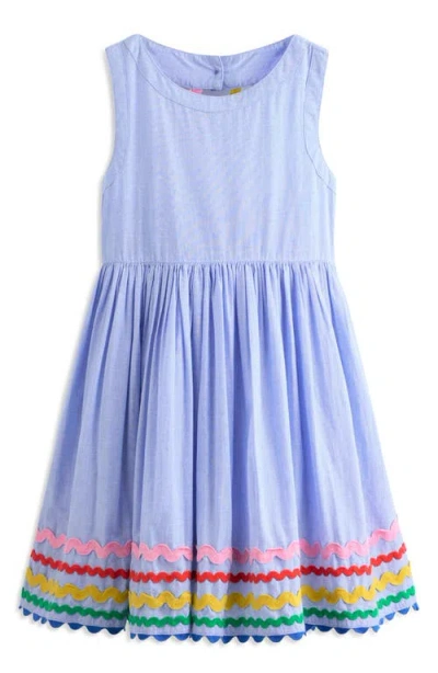 Mini Boden Kids' Harlow Rickrack Trim Dress In End On End/multi Trim