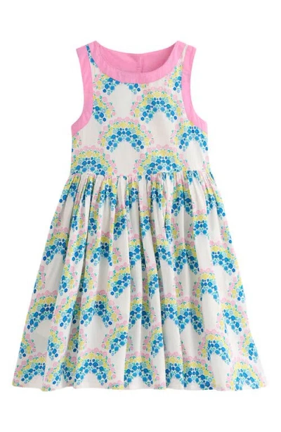 Mini Boden Kids' Harlow Shell Print Strappy Cotton Sundress In Soft Ivory Rainbow Shells