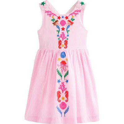 Mini Boden Kids' Harper Crossback Cotton Sundress In Pink Mermaid