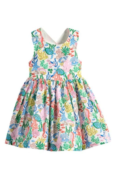 Mini Boden Kids' Harper Undersea Print Crossback Cotton Sundress In Multi Coral Cove