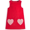 Mini Boden Kids' Heart Pocket Sleeveless Cotton Corduroy Dress In Red