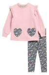 Mini Boden Kids' Heart Pocket Tunic & Leggings Set In Pink