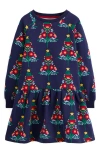 Mini Boden Kids' Holiday Tree Long Sleeve Sweatshirt Dress In Blue