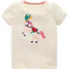 Mini Boden Kids' Horse Appliqué Puff Sleeve Cotton Graphic T-shirt In Soft Ivory Horse
