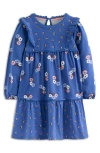 Mini Boden Kids' Hotchpotch Floral Long Sleeve Cotton Jersey Dress In Blue
