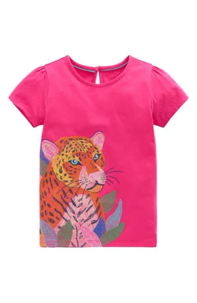 Mini Boden Kids' Jungle Puff Sleeve Top In Blue