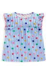 Mini Boden Kids' Juniper Stripe Polka Dot Cotton Top In Peacock Plume Blue Spot