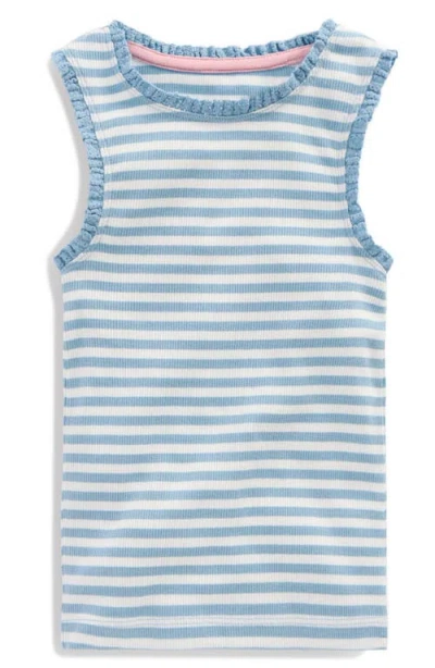 Mini Boden Kids' Lace Trim Stripe Tank In Blue