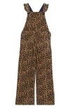 Mini Boden Kids' Leopard Print Corduroy Overalls In Brown