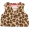 Mini Boden Kids' Leopard Print Textured Fleece Vest In Brown