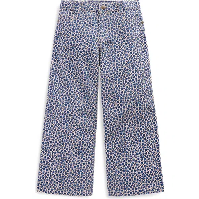 Mini Boden Kids' Leopard Print Wide Leg Jeans In Blue