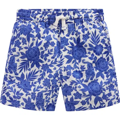 Mini Boden Kids' Linen & Cotton Shorts In Blue
