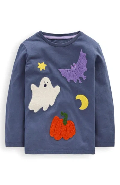 Mini Boden Kids' Long Sleeve Bouclé T-shirt In Blue